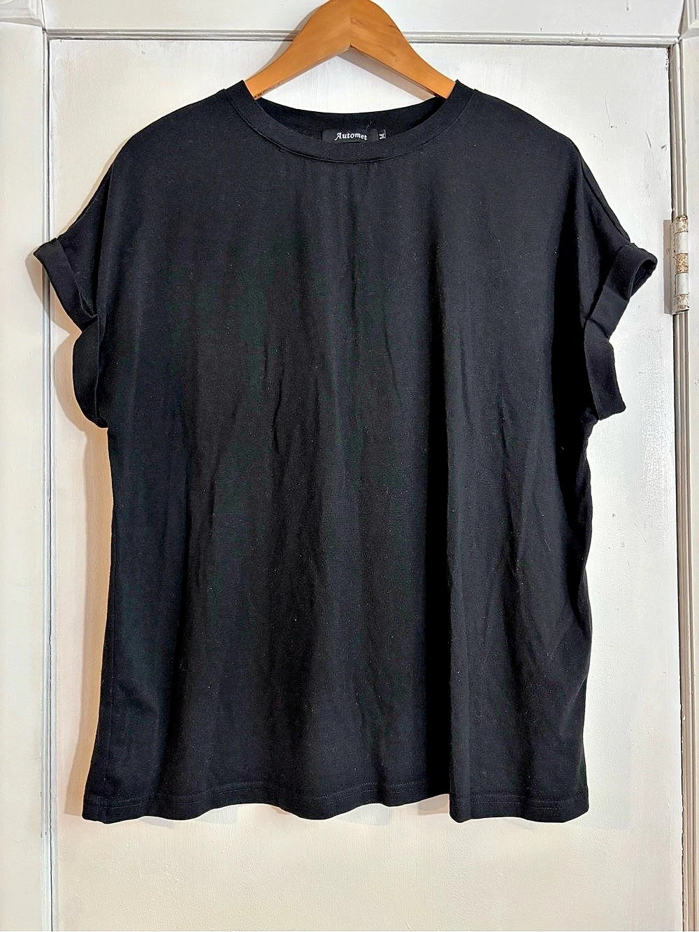 Automet Women's Oversized Short Sleeve T-Shirt Black Short Sleeve Tee
